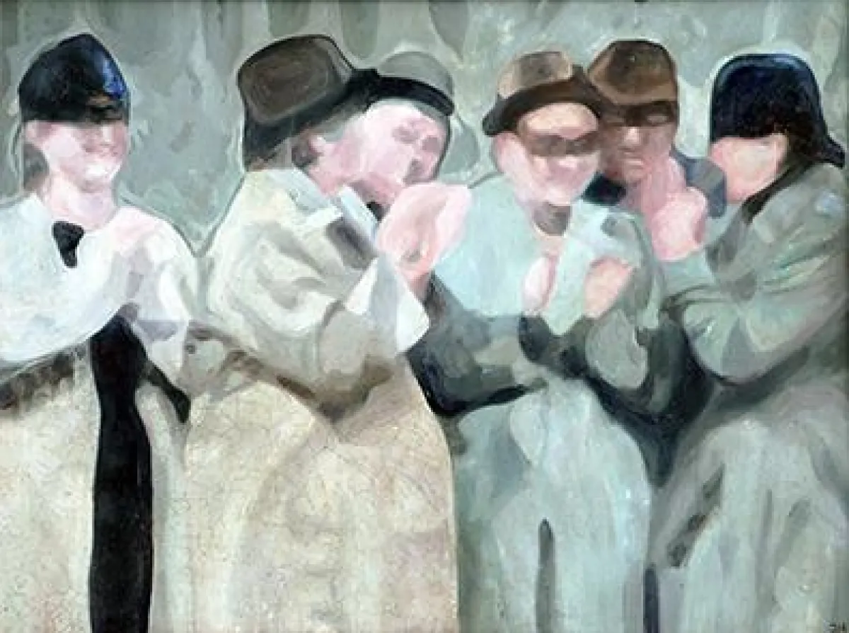 J.H.Pelz, Am Ufer, Öl auf Leinwand, 1954