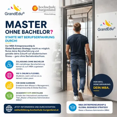 Bild: Master ohne Bachelor? GrandEdu und Hochschule Burgenland zeigen neuen MBA-Weg für Berufserfahrene
