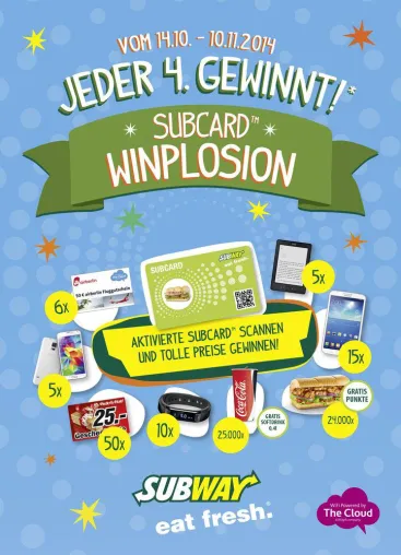 Winplosion 2014: Frische Gewinne bei Subway Sandwiches Bild: Winplosion 2014: Frische Gewinne bei Subway Sandwiches