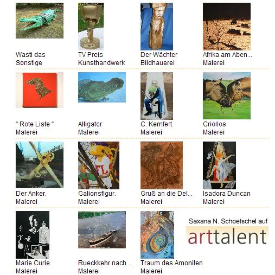 Werkgalerie von Saxana Schoetschel auf www.arttalent.de