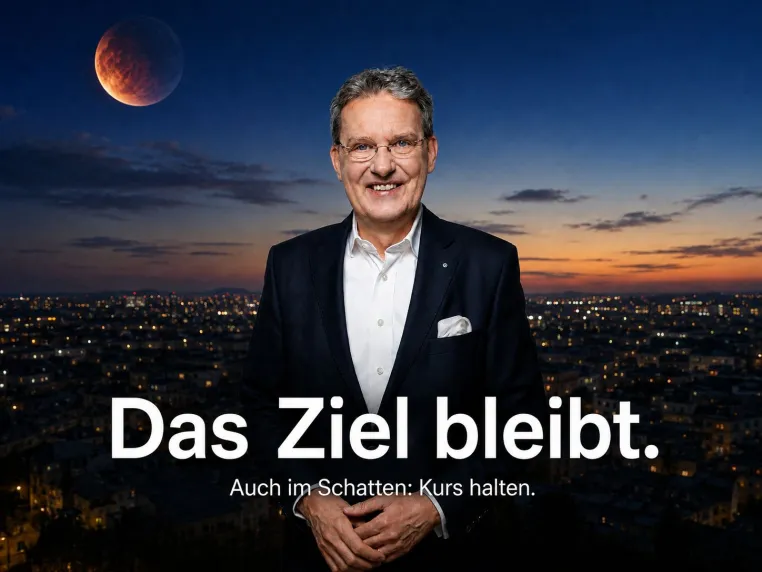 Das Ziel bleibt. Auch im Schatten: Kurs halten. Bild: Das Ziel bleibt. Auch im Schatten: Kurs halten.