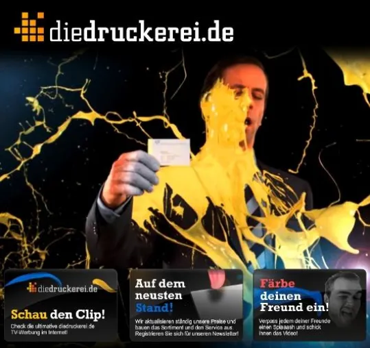 Bild: diedruckerei.de wirbt heute auf der Startseite von YouTube