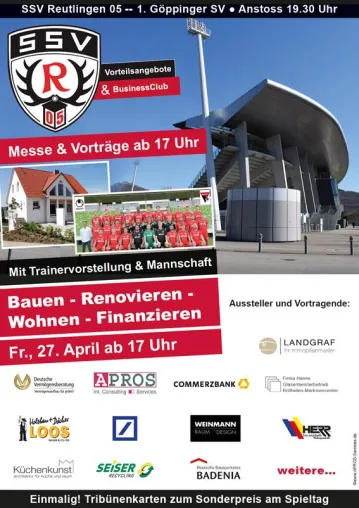 Messe rund ums Haus beim SSV Reutlingen Heimspiel am 27. April 2018 Bild: Messe rund ums Haus beim SSV Reutlingen Heimspiel am 27. April 2018
