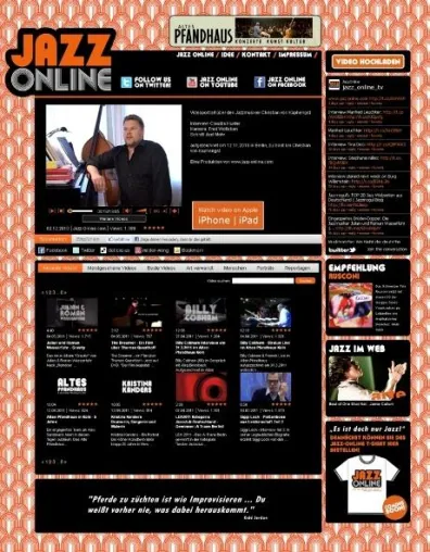 Bild: JAZZ ONLINE stellt Künstler im Videointerview vor -Spezialität: Künstlerportraits und Musik-Videos