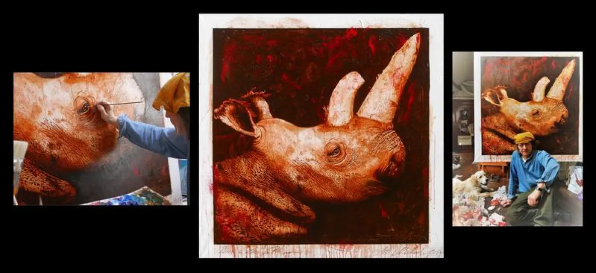 Ölgemälde von Anton Molnár zeigt Nabire, das letzte in Europa getorbene Nördliche Breitmaulnashorn (Anton Molnár)