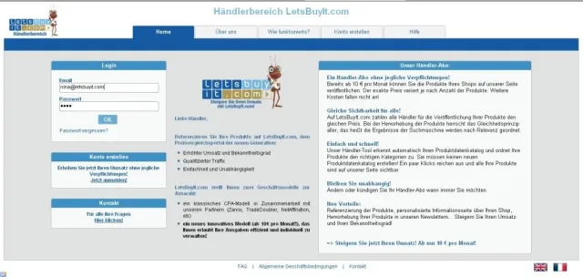 Bild: Neuer Händlerbereich auf LetsBuyIt.com
