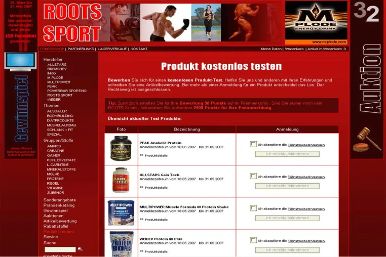 Bild: Roots Sport - Shop für Sportnahrung mit kostenlosen Produkttests