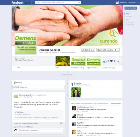 Curendo.de betreibt große Facebook-Seite zum Thema Demenz Bild: Curendo.de betreibt große Facebook-Seite zum Thema Demenz