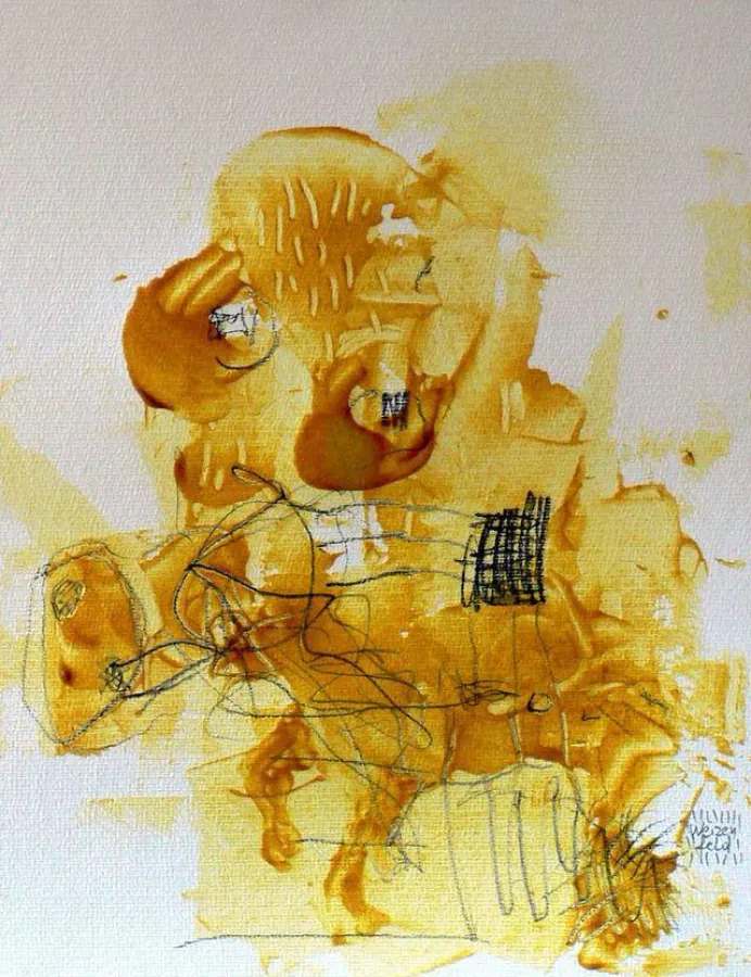 Weizenfeld Senfmaske XI 2014 Senf und Graphit auf Karton 40x30cm/AC Galerie Tholen