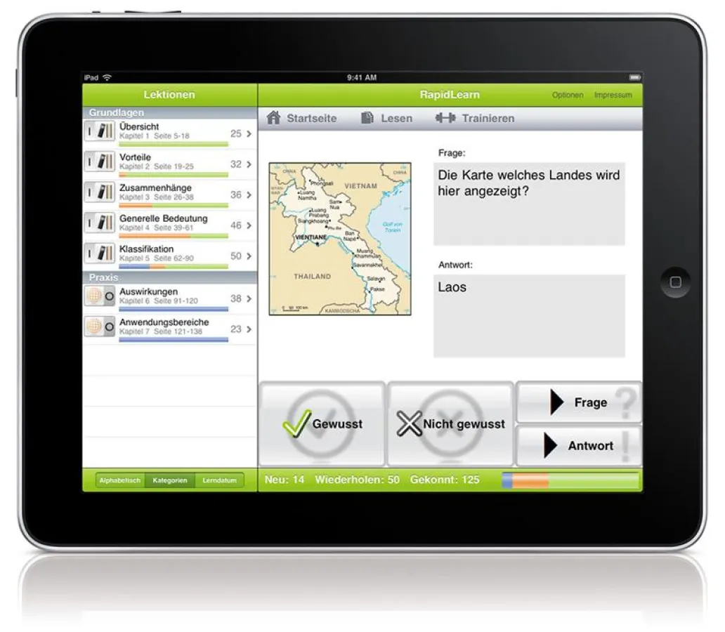 RapidLearn für Verlage: Screenshot