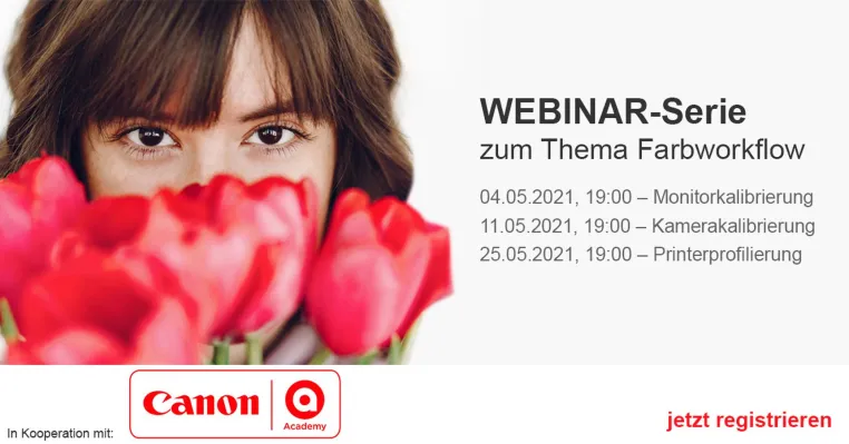 Kostenfreie Webinar-Serie zum Thema Farbworkflow in Kooperation mit der Canon Academy Bild: Kostenfreie Webinar-Serie zum Thema Farbworkflow in Kooperation mit der Canon Academy
