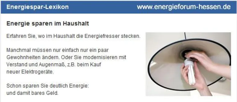 Energieforum Hessen gibt Tipps und Tricks zum Energiesparen im Haushalt Bild: Energieforum Hessen gibt Tipps und Tricks zum Energiesparen im Haushalt