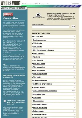 WHO IS WHO der internationalen Filmbranche (aktualisuerte Firmen- und Kontaktdatenbank) Bild: WHO IS WHO der internationalen Filmbranche (aktualisuerte Firmen- und Kontaktdatenbank)