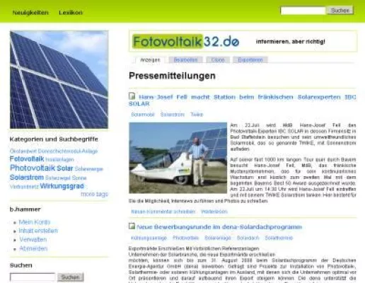 Bild: Fotovoltaik32.de - Neues Portal richtet sich an alle Solarenergie-Interessenten