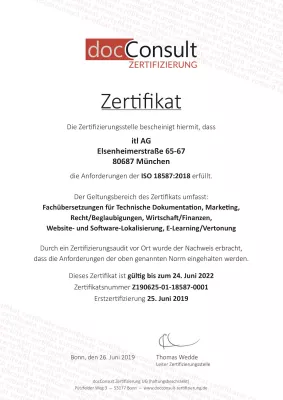 Bild: Einer der ersten Sprachdienstleister: itl zertifiziert für die Nachbearbeitung maschinell übersetzter Texte