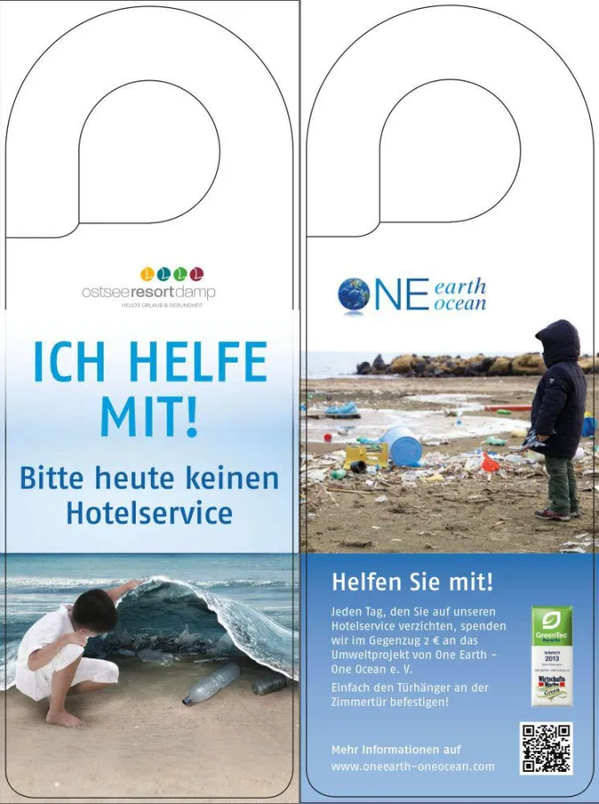 Mit dem Verzicht auf den täglichen Hotelservice unterstützen Gäste im ostsee resort damp die Reinigu