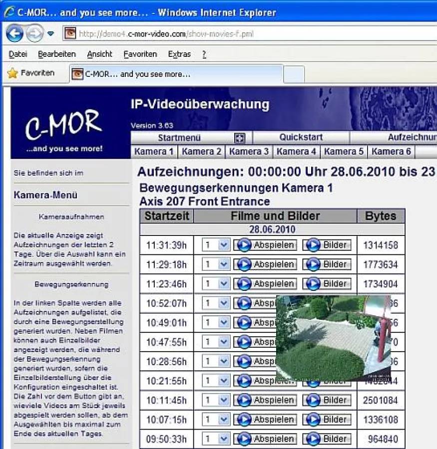Die Videoüberwachung Schnellvorschau