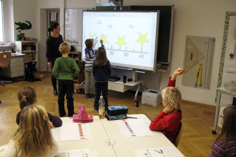 Bild: Grundschule 2.0: S.D.L. Süddeutsche Leasing AG spendiert Grundschule ein interaktives Whiteboard