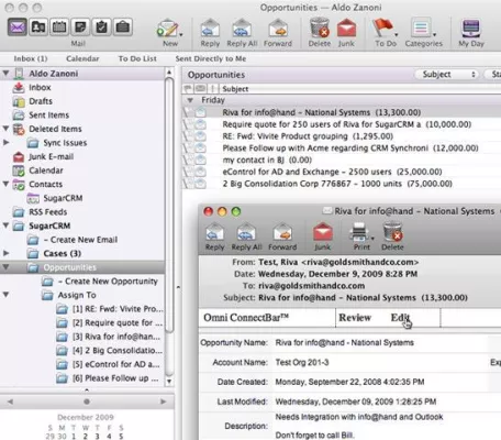 Bild: Mit Entourage im CRM arbeiten - Server-seitige CRM-Integration für Microsoft Exchange