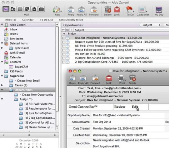 Bild: Mit Entourage im CRM arbeiten - Server-seitige CRM-Integration für Microsoft Exchange
