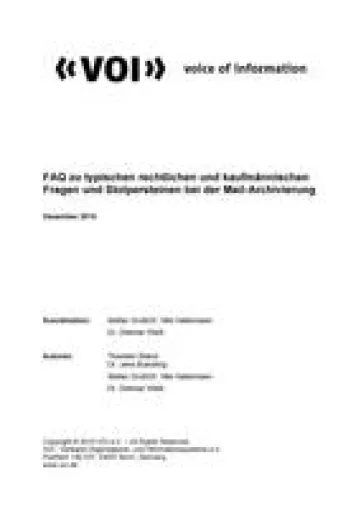VOI mit FAQ zur Mailarchivierung Bild: VOI mit FAQ zur Mailarchivierung