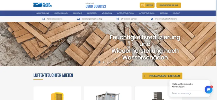 Bild: Luftentfeuchter mieten in Deutschland: Klimamieten AS GmbH liefert flexible Lösungen für Bau und Renovierung