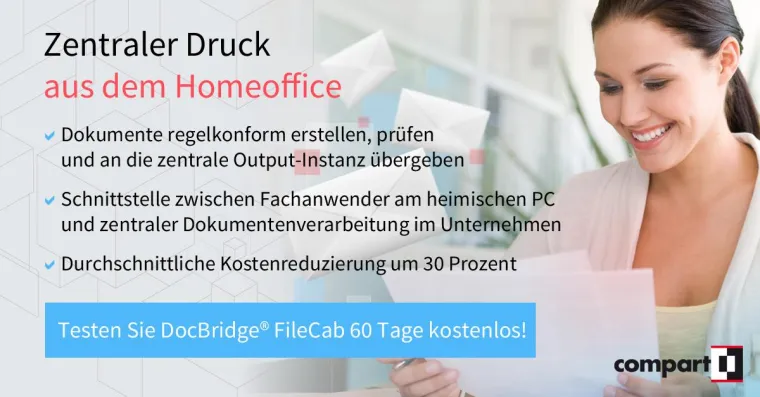 DocBridge® FileCab: Homeoffice-Software für den zentralen Postversand von Office-Dokumenten im eigenen Heim Bild: DocBridge® FileCab: Homeoffice-Software für den zentralen Postversand von Office-Dokumenten im eigenen Heim