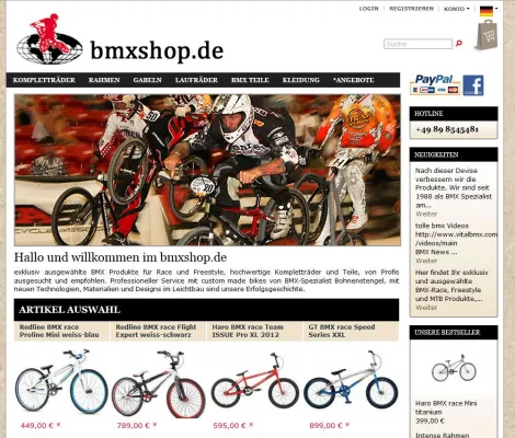 Büro wasserwerfer entwickelt Online-Shop bmxshop.de auf Basis von Oxid eShop Bild: Büro wasserwerfer entwickelt Online-Shop bmxshop.de auf Basis von Oxid eShop