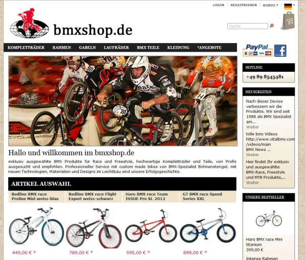 Bild: Büro wasserwerfer entwickelt Online-Shop bmxshop.de auf Basis von Oxid eShop