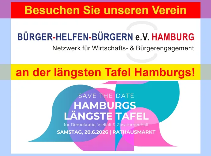 Bild: Treffen Sie Bürger helfen Bürgern e.V. Hamburg an der längsten Tafel Hamburgs!