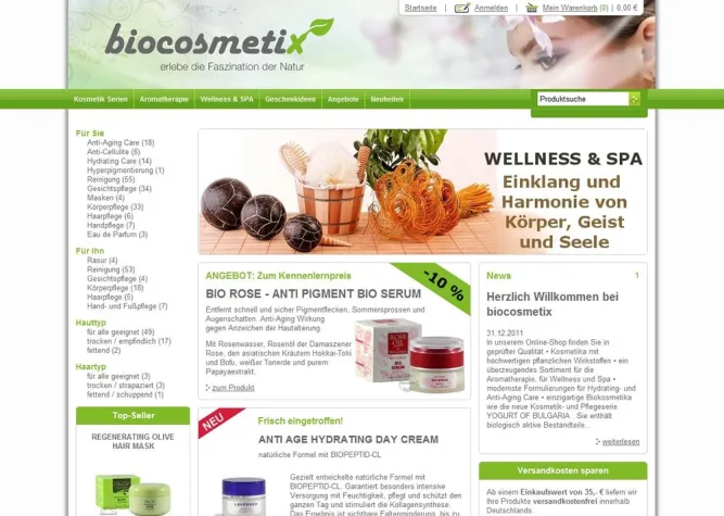 Bild: Intera launcht biocosmetix-Shop auf Basis von OXID eShop