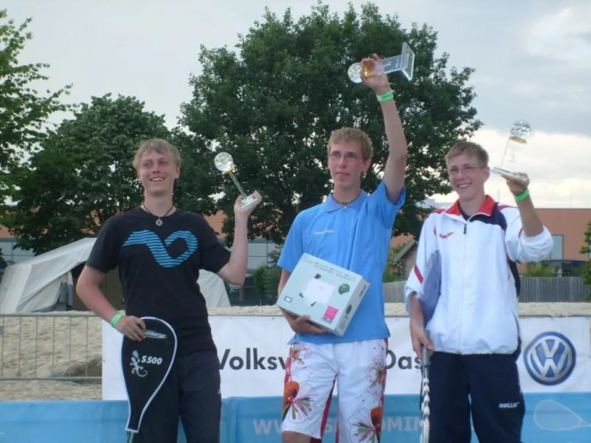 Sieger U18, v.l.: Zweiter T. Friemelt(Wobspeeders), Sieger S.Kaatz(Buxtehude Rabbits), Dritter M. Hurtig (Wob.)