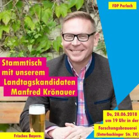 Bild: Manfred Krönauer beim Stammtisch der FDP Perlach