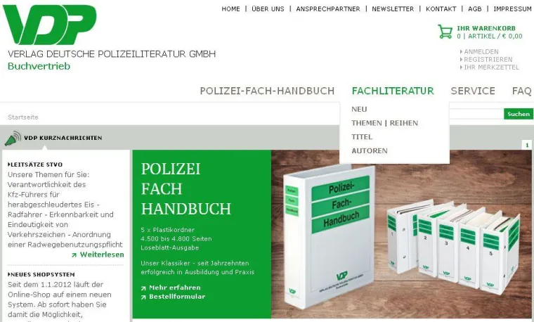 Bild: Verlag Deutsche Polizeiliteratur - Neuer Onlineshop des Buchvertriebs erfolgreich gestartet