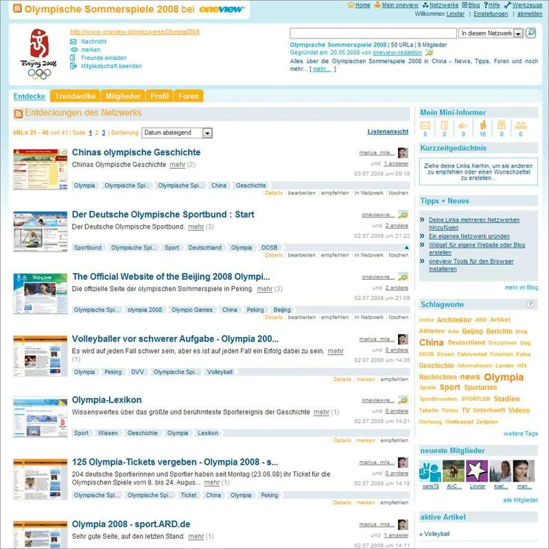 Netzwerkepmfehlung: www.oneview.de/netzwerke/Olympia2008