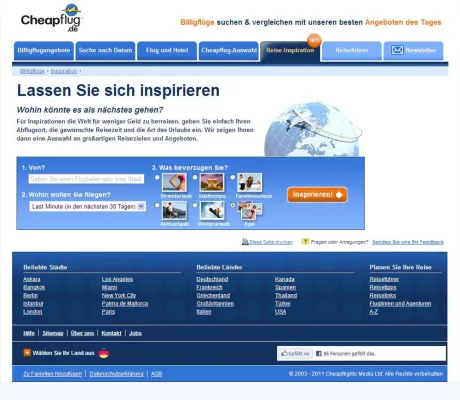 Bild: Neue Funktion auf Cheapflug.de inspiriert bei der Suche nach dem perfekten Urlaubsziel
