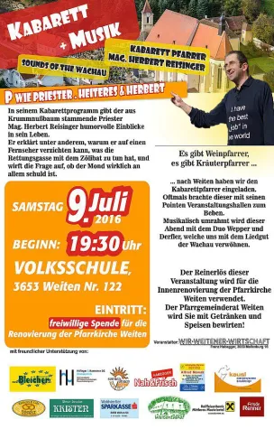 Bild: Kabarettpfarrer Reisinger "predigt" in Weiten