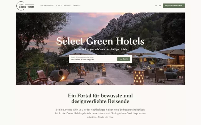 Neues Buchungsportal: Select Green Hotels stellt Design und Nachhaltigkeit in den Mittelpunkt Bild: Neues Buchungsportal: Select Green Hotels stellt Design und Nachhaltigkeit in den Mittelpunkt