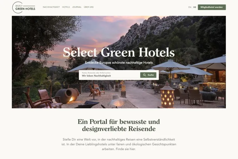 Neues Buchungsportal: Select Green Hotels stellt Design und Nachhaltigkeit in den Mittelpunkt Bild: Neues Buchungsportal: Select Green Hotels stellt Design und Nachhaltigkeit in den Mittelpunkt