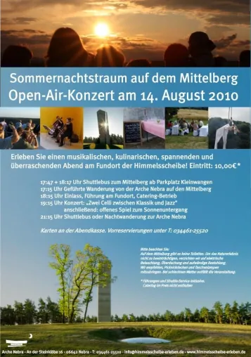 Sommernachtstraum auf dem Mittelberg - Open-Air-Konzert bis zum Sonnenuntergang Bild: Sommernachtstraum auf dem Mittelberg - Open-Air-Konzert bis zum Sonnenuntergang