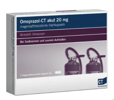 Bild: CT-Firstline-Ticker - Rezeptfrei in der Apotheke - Omeprazol-CT akut 20 mg gegen Sodbrennen