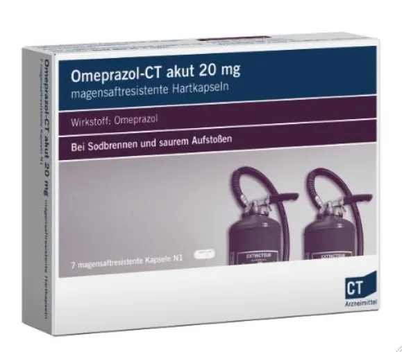 Bild: CT-Firstline-Ticker - Rezeptfrei in der Apotheke - Omeprazol-CT akut 20 mg gegen Sodbrennen