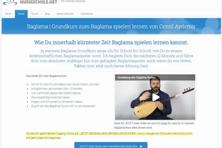 www.meineMusikschule.net startet mit einem Videokurs für Baglama (Saz) Bild: www.meineMusikschule.net startet mit einem Videokurs für Baglama (Saz)