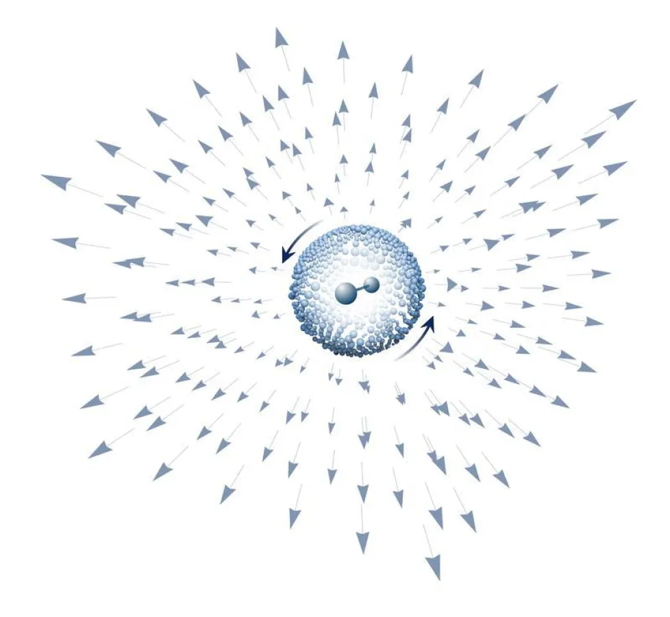 Das suprafluide Heliumtröpfchen wirkt wie ein magnetischer Monopol.  (IST Austria/Birgit Rieger)