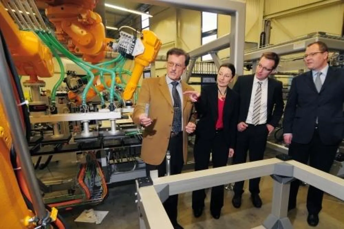 Klaus-Peter Ruf, Oberbürgermeisterin Carda Seidel, Christoph Albrecht und Michael Ruf (v.l.n.r.)