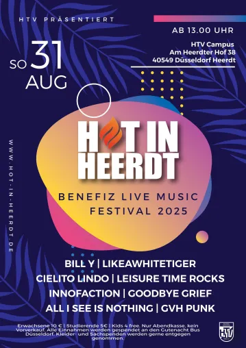 HOT IN HEERDT – Das Amateurband-Benefiz-Musikfestival in Düsseldorf-Heerdt Bild: HOT IN HEERDT – Das Amateurband-Benefiz-Musikfestival in Düsseldorf-Heerdt