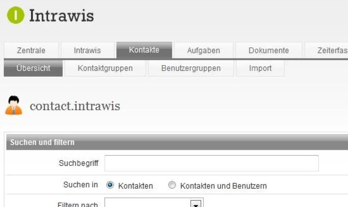 Screenshot Intrawis Kundenverwaltung
