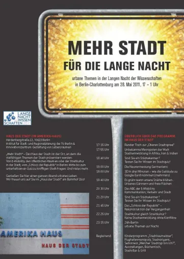 Bild: Haus der Stadt – Urbane Themen in der Langen Nacht der Wissenschaften in Berlin am 28.05.2011 von 17-1 Uhr