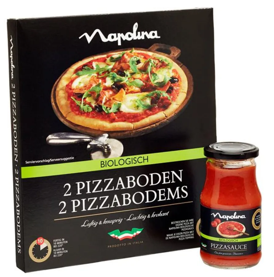 neu auf der Anuga-Napolina Bio-Pizzaboden +Bio-Pizzasauce