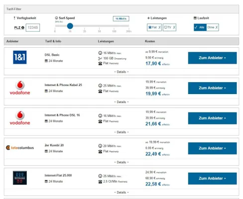 Neuer Vergleichsrechner für Festnetz, Internet und TV Bild: Neuer Vergleichsrechner für Festnetz, Internet und TV